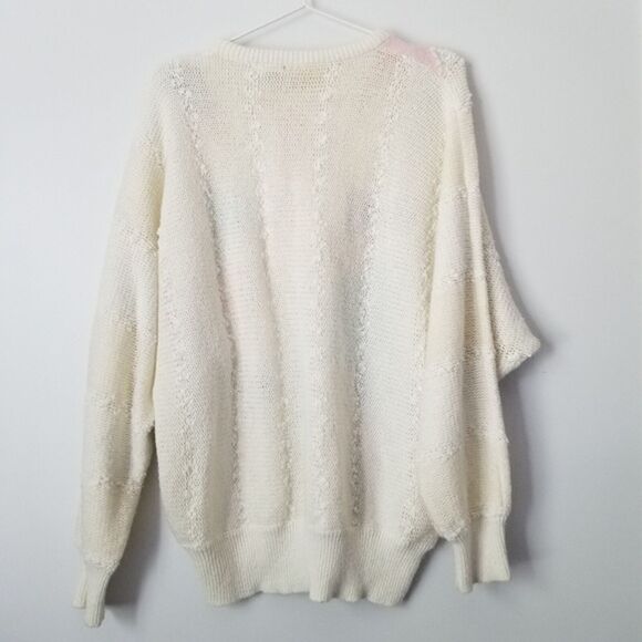Vintage Lady Lilly White, Pink & Blue Knit Sweater - Picture 9 of 9